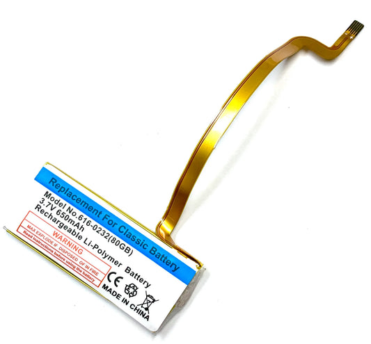 650mah Thin Lithium Polymer Battery for Apple iPod Video 5th 5.5 & iPod Classic 6th 7th A1136